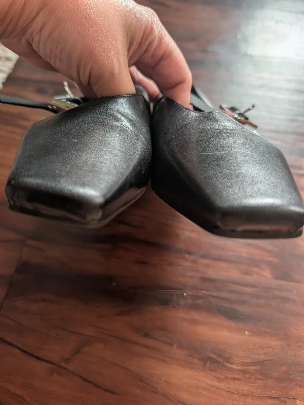 Vagabond Wioletta Buckle Strap Pointed Ballet Flats in Black Leather